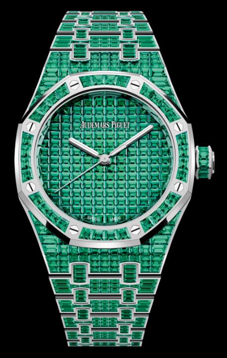 Review 2022 Audemars Piguet ROYAL OAK SELFWINDING EMERALD "50TH ANNIVERSARY" Replica Watch 15554BC.EE.1274BC.01